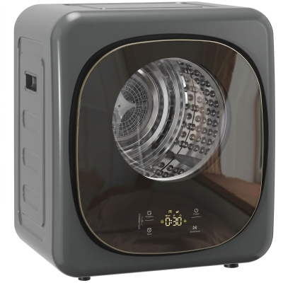 HOMCOM 4 kg Wäschetrockner, kompaktes Design, 5 Modi, Timer, Grau+Schwarz