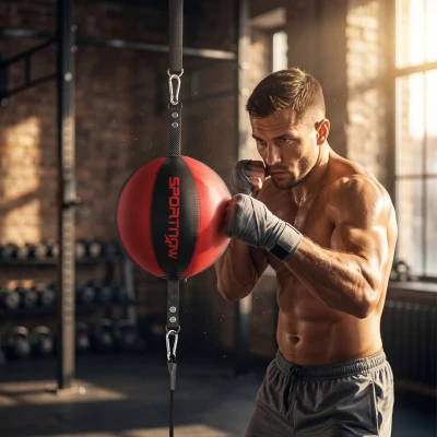 SPORTNOW Soporte de boxeo doble extremo para entrenamiento con cuerda bungee, hebilla ajustable, montaje clip-on
