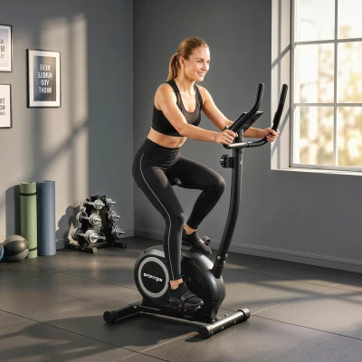 SPORTNOW Heimtrainer Fahrrad Höhenverstellbar Hometrainer mit APP Magnetwiderstand LCD-Monitor Pulssensoren Handyhalterung