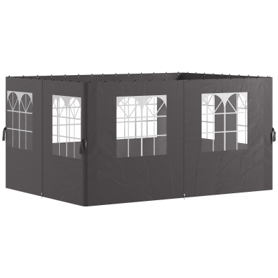 Outsunny Pavillon-Seitenwände, 4 Seitenwand-Paneele für Gartenpavillon, mit Reißverschluss, 3 x 4 m Pavillon, Dunkelgrau