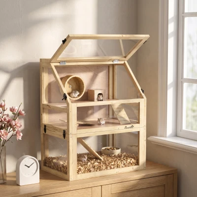 hamster cage 60W x 40D x 75Hcm Natural wood finish