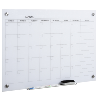 Vinsetto Whiteboard Kalender 90 x 60cm Wandkalender mit Stiftablage Trocken Abwischbar Wochenplaner mit 4 Stifte, Radierer, Monatskalender für Büro Schule Küche Zuhause