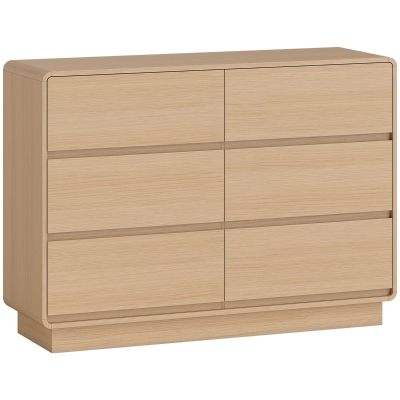 HOMCOM Cómoda com 6 Gavetas Bordos Arredondadas Cómoda para Sala Cozinha Entrada Escritório 120x38x86 cm Madeira