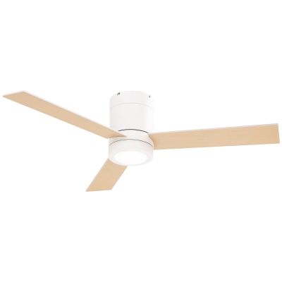 HOMCOM Ventoinha de Teto 48W com Luz LED Controle Remoto 3 Velocidades Temporizador 3 Lâminas de Madeira Ø112x25cm Branco