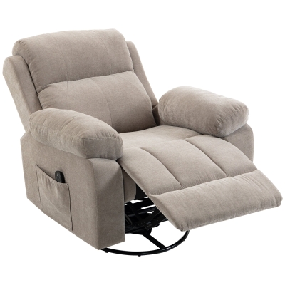 HOMCOM Relaxsessel Fernsehsessel 360° Drehbarer Massagesessel mit Wärme, Massage, Chenille-Optik, Beige