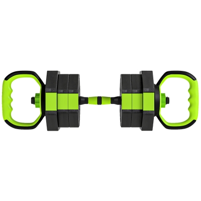 SPORTNOW Conjunto de Halteres Ajustáveis 4 em 1 20 kg Conjunto de Pesos Utilizado como Kettlebell Barra Halteres ou Suporte para Flexões Verde