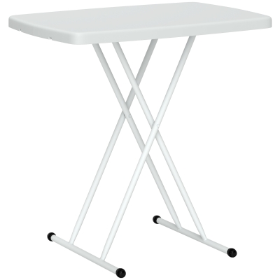 Outsunny Gartentisch, Tragbarer Tisch für den Außenbereich aus Kunststoff und Metall, Bistrotisch, für Terrasse, Garten, Weiß
