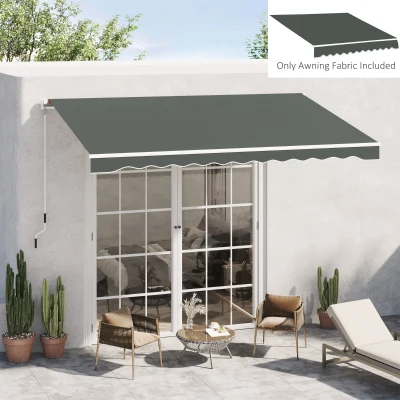 Outsunny Teto de Substituição para Toldo 382x240 cm Lona para Toldo com Dobras Proteção UV Impermeável para Pátio Cinzento