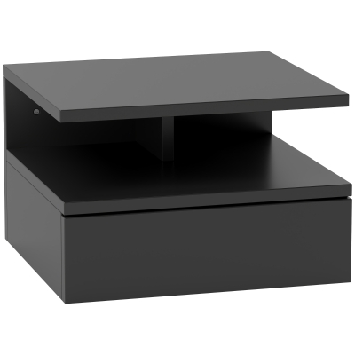 Noptieră modernă suspendată cu sertar, 35x32x22.5cm, negru
