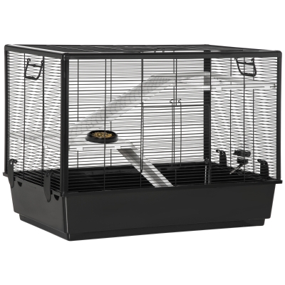 PawHut Gabbia per porcellino d'India 80cm x 48cm x 58cm Nero