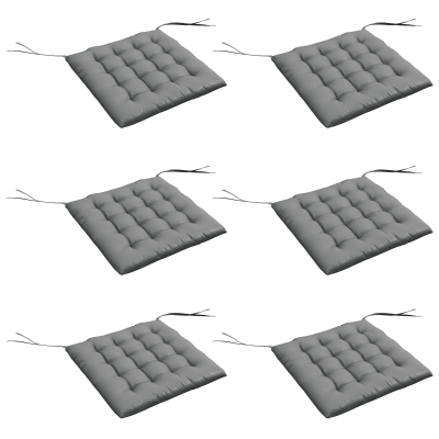 Outsunny Conjunto de 6 Almofadas para Cadeiras de Jantar 40x40 cm 6 Unidades Almofadas para Cadeiras de Jardim Acolchoadas com Fitas Cinzento