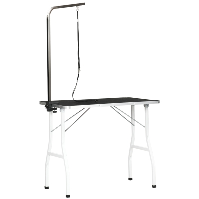 PawHut Trimmtisch für Hunde Hundepflegetisch klappbar, Haustierpflegetisch mit höhenverstellbarem Galgen, Schlingen, rutschfest Oberfläche, Schertisch bis 150 kg, 91,5 x 61,5 x 76 cm, Schwarz