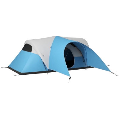 Outsunny Campingzelt für 5-6 Pers., Familienzelt, wasserdicht, mit Vorzelt, 550L x 300B x 198Hcm, Blau