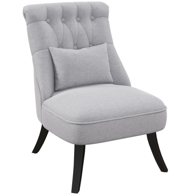 HOMCOM Poltrona de Sala de Estar Moderna Estofado em Linho com Almofada e Estrutura de Madeira 52,5x69x77 cm Cinza