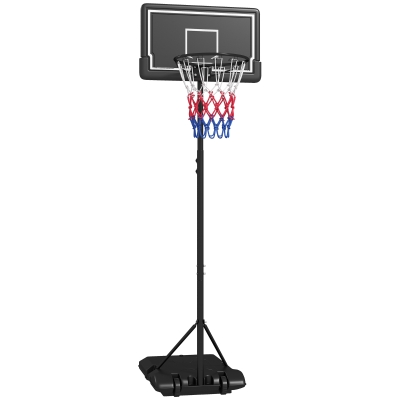 SPORTNOW Basketballständer, höhenverstellbar, mobil, befüllbar, bruchsichere Rückwand, Korbhöhe 1,82 - 2,13 m, Schwarz