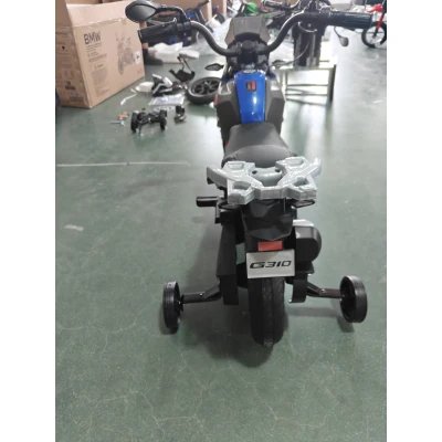 AIYAPLAY Moto Électrique BMW 12V Bleu Roulettes 3-8 Ans