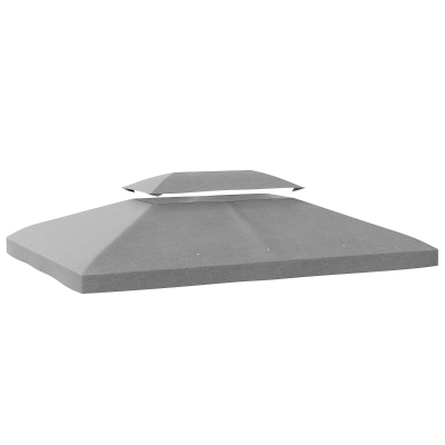 Outsunny Toldo de Substituição 4x3 m com Teto Duplo Orifícios de Drenagem e Proteção UV Apenas Toldo NÃO Inclui Estrutura Cinzento Claro