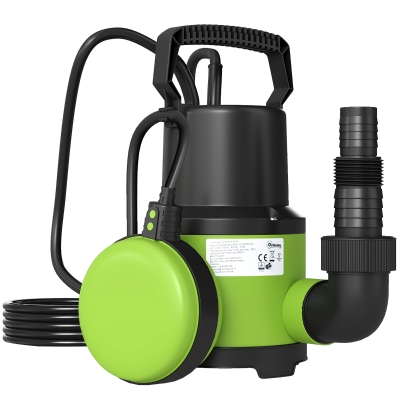 Outsunny Tauchpumpe Teichpumpe Wasserpumpe mit Schwimmschalter Springbrunnen 400W 9000L/h 16 x 14 x 27 cm Grün