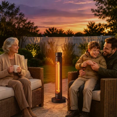 Outsunny Infrarot Heizstrahler 2000W Carbonfaser oszillierender Standheizstrahler mit Fernbedienung 8 Heizstufen Schutzhülle