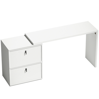 HOMCOM Secretária Reversível em Forma de L com 2 Gavetões Arquivadores, Design Moderno para Espaços Pequenos, Escritório Branco
