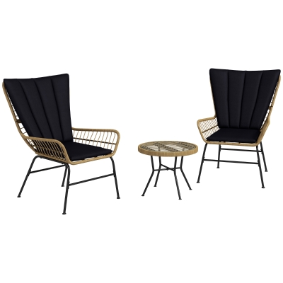 Outsunny Bistro-Set Balkonmöbel-Set Balkonmöbel, Boho-Stil, wetterbeständig, 76 x 66 x 96 cm, Schwarz