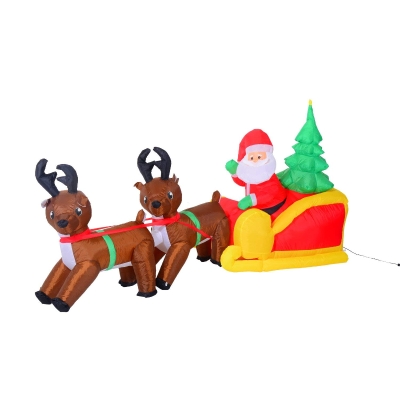 HOMCOM Aufblasbarer Weihnachtsmann Outdoor Weihnachtsdekoration, 2 m, Santa Claus, inklusive Gebläse, Mehrfarbig