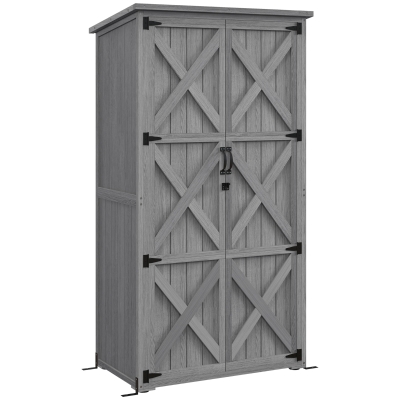 Outsunny Armoire Jardin Bois Massif Gris 90x54,5x168,5cm
