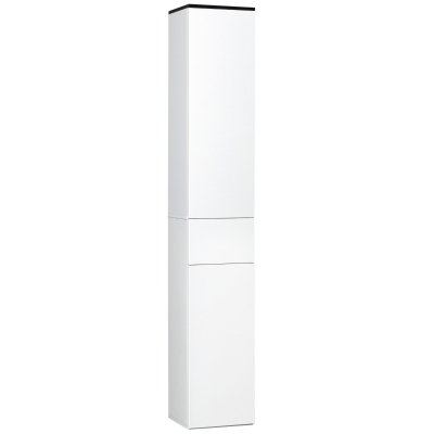 kleankin Mobile Bagno con 2 Ripiani Chiusi 1 Cassetto in Legno Bianco