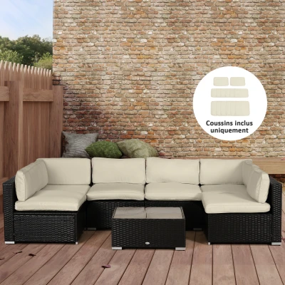 Outsunny Housses Coussins Salon Jardin Polyester Beige 14pcs