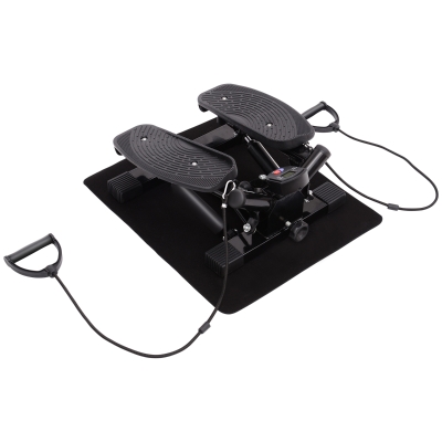 HOMCOM Mini Stepper Sidestepper Fitness Heimtrainer inkl. Trainingsbänder schwarz
