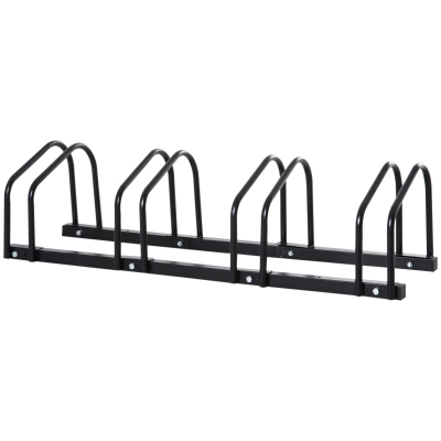 HOMCOM Fahrradständer für 4 Fahrräder, wetterfest, Wand- oder Bodenmontage, Stahl 110 x 33 x 27 cm