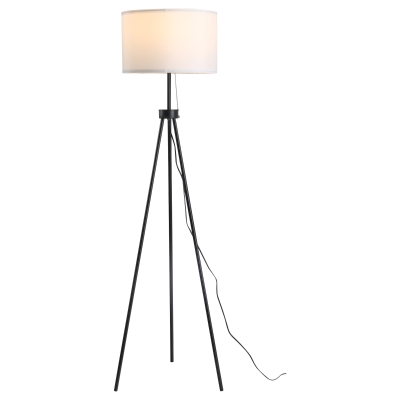 HOMCOM Stehlampe mit Lampenschirm aus Polyester und Baumwolle, Standleuchte Stehleuchte mit E27 Fassung für Wohnzimmer, Schlafzimmer, Weiß, exkl. Glühbirne