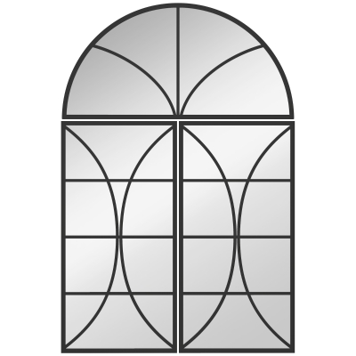 HOMCOM Miroir Mural Arqué 80x120cm Lot de 3 Métal Noir