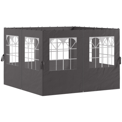 Outsunny Pavillon-Seitenwände, 4 Seitenwand-Paneele für Gartenpavillon, mit Reißverschluss, 3 x 3 m Pavillon, Dunkelgrau