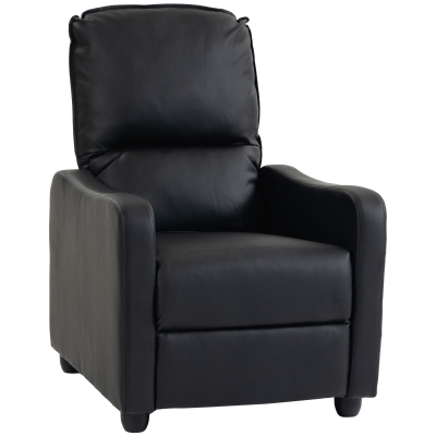 HOMCOM Poltrona Relax Reclinável Manual 155° com Apoio para os Pés, em Pele PU, para Sala e Quarto, 69x91x100cm, Preto