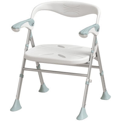 HOMCOM Foldable Shower Chair Adjustable Height 136kg White