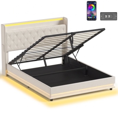HOMCOM King Bed Frame Hydraulic Storage