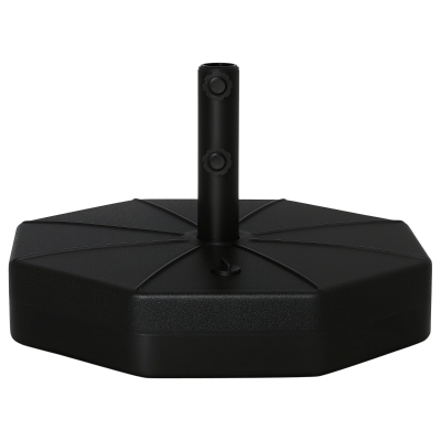 Outsunny Base de Sombrilla Rellenable de Agua 28 kg o Arena 40 kg Soporte de Parasol Octagonal Apto para Postes de 38mm 48 mm para Jardín Terraza Ø60x36 cm Negro