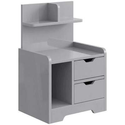 HOMCOM Bedside Cabinet 2-Drawer Modern Storage Grey