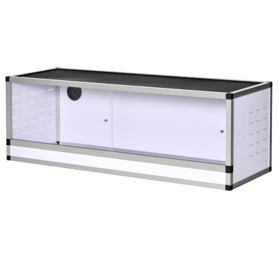 PawHut Aluminium Reptielenbox met Ventilatie - Wit+Zilver+Zwart - Ideaal voor Hagedissen, Slangen - 120 x 40 x 40 cm