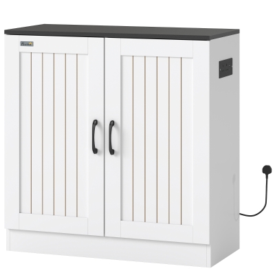 PawHut Aquarium Stand Cabinet Storage Power Outlets White