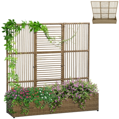 Outsunny Support Plantes Treillis Résine Tressée Acier 103cm