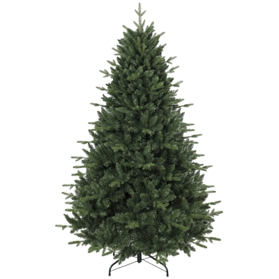 HOMCOM Brad de Crăciun artificial foarte realist, cu 1237 vârfuri turnate și suport metalic, 180 cm, Verde