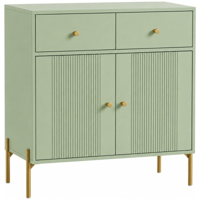 HOMCOM Sideboard Storage Cabinet 2 Drawers Adjustable Shelf Green