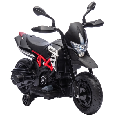 AIYAPLAY Kids Electric Motorbike Training Wheels Black 6V