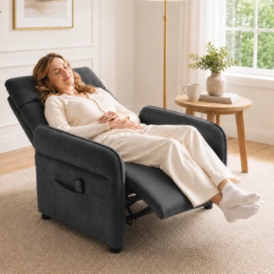 HOMCOM Recliner Armchair Massage Heat Adjustable Dark Grey