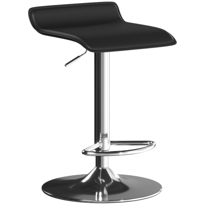 HOMCOM Taburet de bar rotativ 360° Scaun de bar cu cadru din oțel argintiu, Reglabil pe înălțime Scaun de bucătărie cu suport pentru picioare, Negru