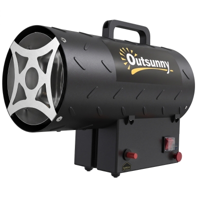 Outsunny Portable Propane Space Heater 15kW Patio Fan Black