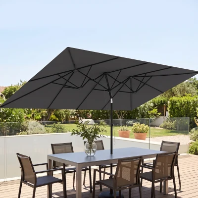 Outsunny Ombrellone Doppio Inclinabile e Regolabile Grigio