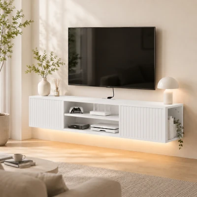 HOMCOM Mobile Porta TV Fino a 65" con Ripiano Regolabile, Bianco